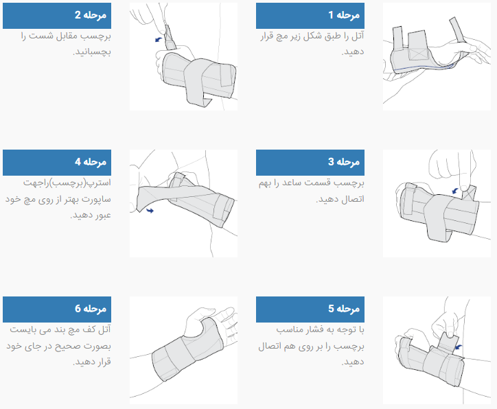 نحوه بستن مچ بند آتل دار كوتاه با زاويه فانكشنال پاک سمن